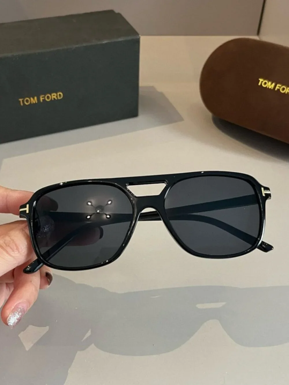 TOM FORD Black-Frame Gold Y Sunglasses